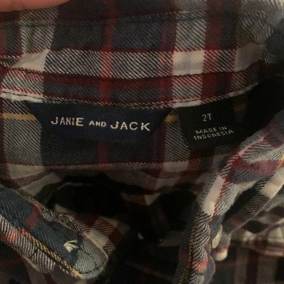 Janie & Jack Boys Plaid buttoned down 2T multicolor spring summer top - Picture 2 of 8